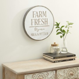 Deco 79 Metal Sign Farm Fresh Wall Decor, 16" x 1" x 16", Beige