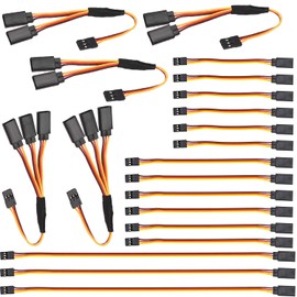 RUNCCI-YUN 20 pcs Cavo di Prolunga Servo, Cavo prolunga JR,RC Servo Cavo,JR Connettore Spina,3 Pin Maschio a Femmina Servo Cavo,1 a 2/1 a 3 per RC Aereo(100mm,150mm，300mm）