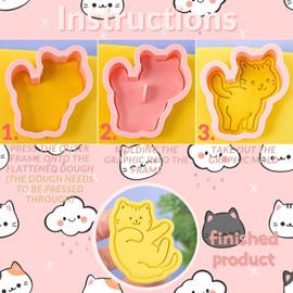 Crethinkaty Cat Cookie Cutters Set-8 Plastic Cookie Cutter Stamp- Cat Theme Fun Cookie Mold, Good for Making Cat Treats.
