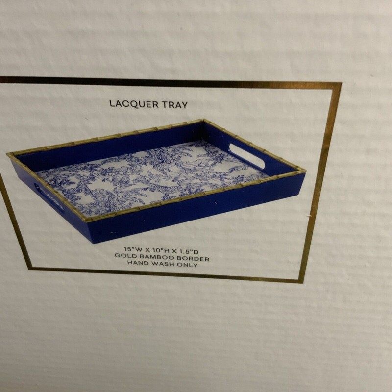 Lily Pulitzer Gold Bamboo Border Lacquer Tray