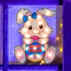 LAMPHOME 17" Lighted Easter Egg Window Silhouette，Bunny with Egg Easter