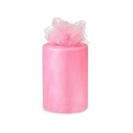 Pack Of 1, Solid Paris Pink Glimmer Tulle Ribbon 6" X 100 Yards For Special Occasions Such As Christmas & Weddings