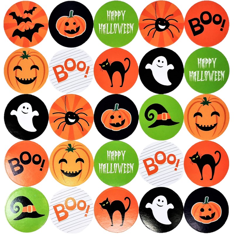 200x Halloween Stickers - 4cm Round (Fun Halloween Designs)