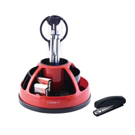 EXERZ Desk Organiser Red, Rotating Pencil Holder, Desk Tidy Swivel 360° Stationery Included(Red)