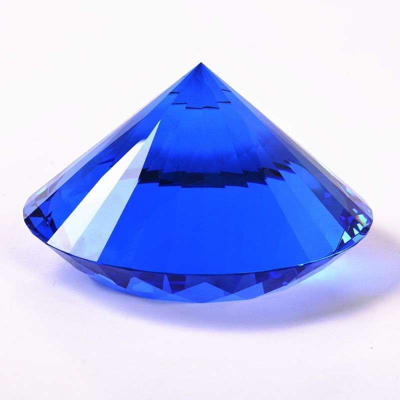 Blue Crystal Glass Diamond Shaped Decoration 60mm Jewel Paperweight,Gift Decoration