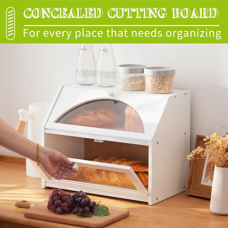 BMOSU Bamboo Bread Box for Kitchen Bread Storage And Organizer