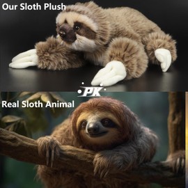 Niuhoulu Peluche de perezoso juguetón, juguete de peluche de tres dedos para niños, lindo peluche de perezoso de 10.5 pulgadas