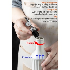 LYEOBOH Olive Oil Dispenser Bottle, Oil Dispenser for Kitchen, Ceramic Cooking Vinegar Dispensing Bottles with Spout, White