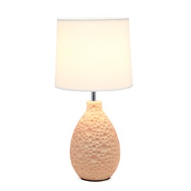 Simple Designs LT2003-PNK-LB 14.17" Textured Stucco Ceramic Oval Table Lamp with LED Bulb, Pink