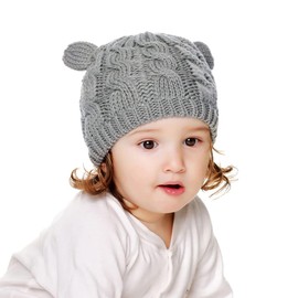 Taidor Infant Winter Beanie Hat Mittens Set Newborn Baby Toddler Warm Knitted Hat Glove Set for Girls Boys Grey M