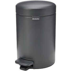 Brabantia NewIcon Pedal Bin 3 L (Mineral Infinite Grey) Soft-Closure Bathroom Rubbish Bin, Removable Inner Bucket + Free Binbags