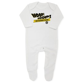 Baby Moo's WOOP! WOOP! Dats The Sound of Da Baby Sleepsuit | Unisex Cool Hip Hop Music Funny Romper Outfits - Alternative Rap UK (6-12 Months) Black
