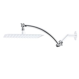 Hibbent All Metal 10'' Shower Head Extension Arm Solid Brass Flexible Height & Angle Adjustable Shower Arm Extender with Lock Joint, Universal Connection Stainless Steel Pipe Height Extending, Chrome