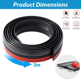 Garage Door Seal 3 m, Garage Door Seal Bottom, Seal Garage Door Rubber Lip for the Floor Garage Door Seal Universal with Nails