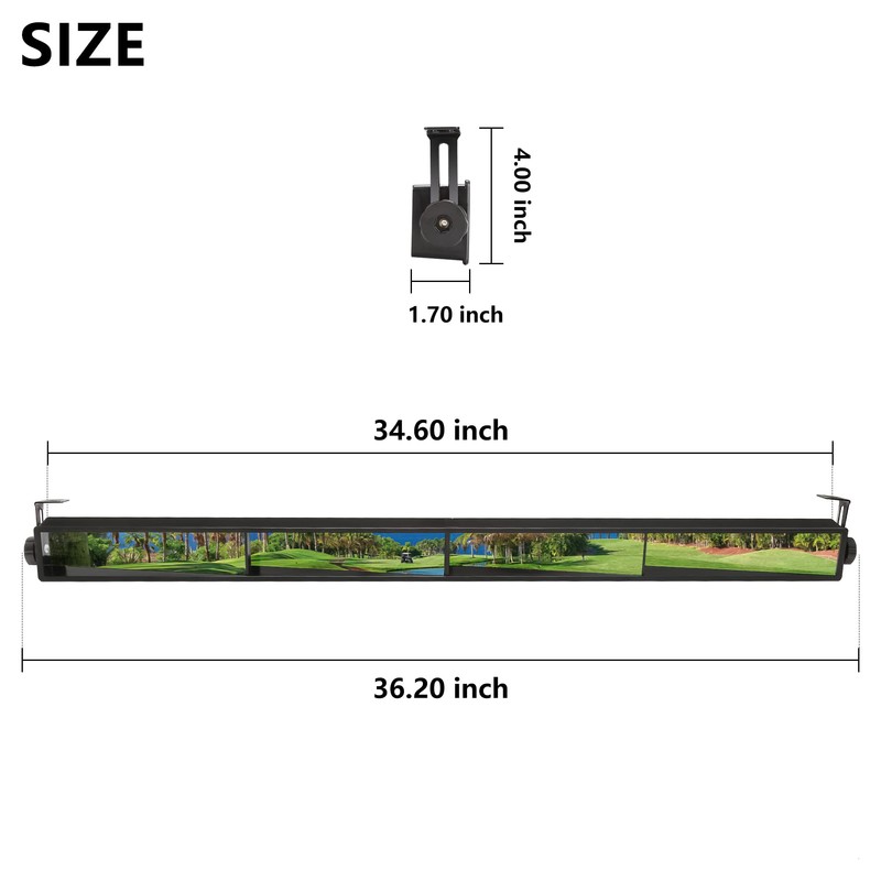 10L0L Golf Cart 4-Panel Wide Angle Rear View Mirror -