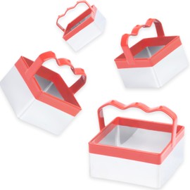 Square Cookie Cutter Set – 4-Piece Fun with Ergonomic Handles, Bake Perfect Cookies & Biscuits, Durable Stainless Steel, Comfy Red Silicone Grip, 2.5, 3, 3.4, & 4 Inch Sizes