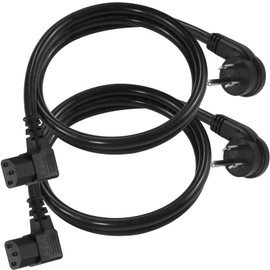 [Paquete de 2] Cable de alimentación de repuesto para monitor de computadora de 3 pies, enchufe plano de perfil bajo NEMA 5-15P a cable de alimentación C13 de ángulo recto, 13A 125V, 16AWG, cable de