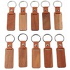 [Qicarkey] 10pcs Rectangle Leather Keychains Unfinished Wooden Key Holder Blank