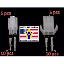 Unbranded 2 Pins  ( 2 Circuit ) Male Female w/Terminal, FREE HANGING (5 SET)