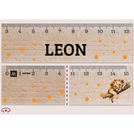 Wooden Ruler 15 cm - Start of School Wooden Ruler 15 | Wooden Ruler with Lion | Lion Wooden Ruler for Children | Children's Wooden Ruler 15 with Lion - 15 cm - Wood