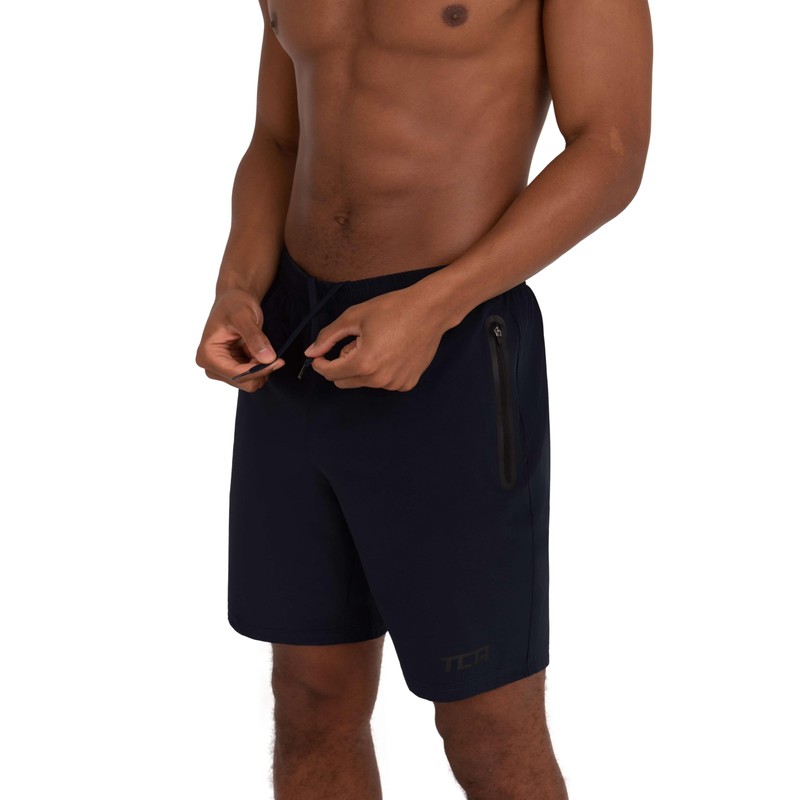 TCA Elite Tech Running Shorts Men's with Zip Pockets, blue,