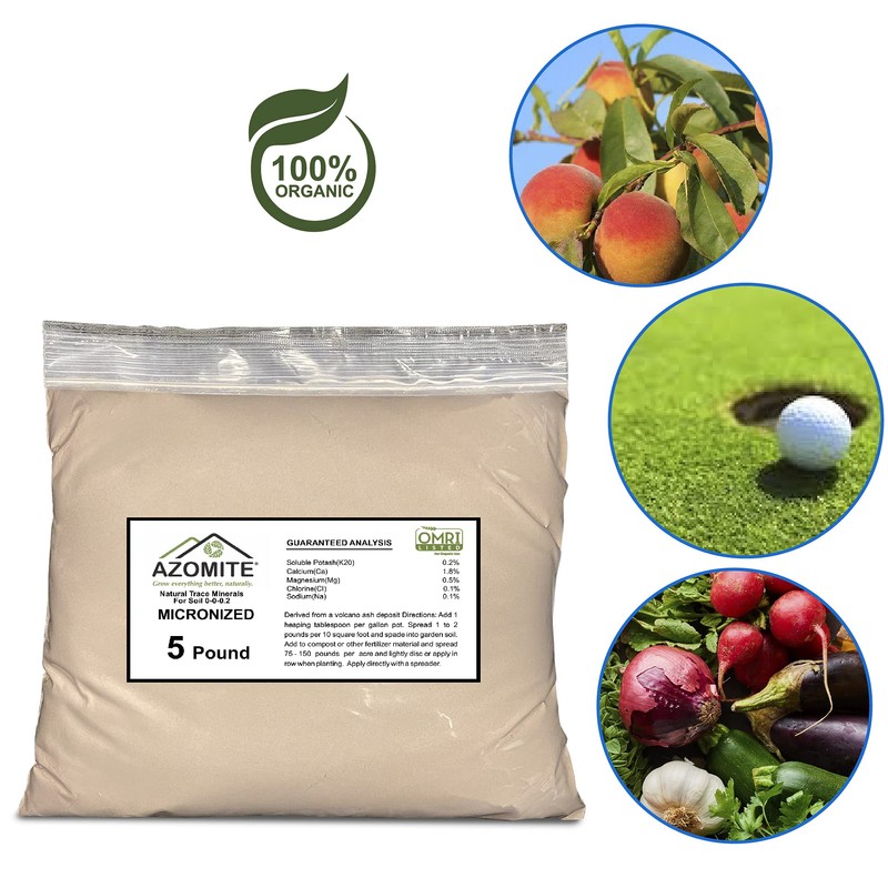 Azomite Organic Micronized Mineral Fertilizer Trace 0-0.2, 5 Lbs
