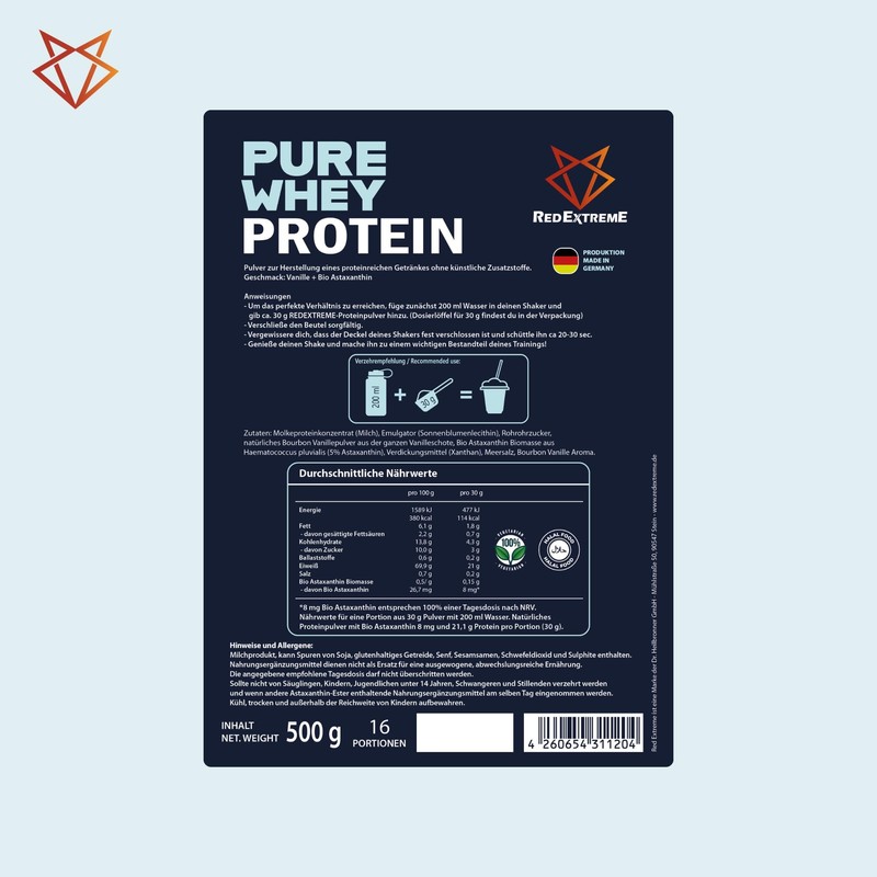 RedExtreme Pure Whey Vanilla - 100% Natural Whey Protein with