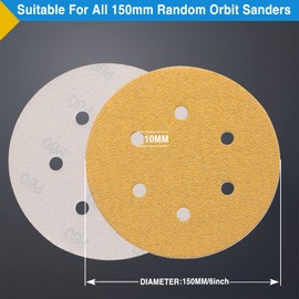 STEBRUAM 60 x 150 mm Velcro Sanding Discs 6 Holes 60 80 120 180 240 400 for Random Orbital Sanders