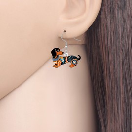 BAMAY Cute Dachshund Gifts Boho Dog Earrings Acrylic Dangle Bohemian Jewelry Funky Puppy Weiner Dog gifts for Women Mom Pet Lovers Owners (Coffee)