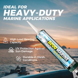 5200 Marine Sealant for Boats & RVs-Fast-Cure (30 Mins), Waterproof, UV-Resistant, High-Bond Adhesive Sealant for Hulls, Decks, Fiberglass, Wood & Metal-Eco-Friendly, Low Odor, with Gloves&Nozzle