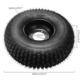 REBEKAMODS 8 Inch Knobby Tires Wheels Combo 19x7-8, 19x7x8 Lug Pattern Tubeless Tire 8" Steel Wheel Rim for Karting Go-Karts Utility Quads Bikes ATV