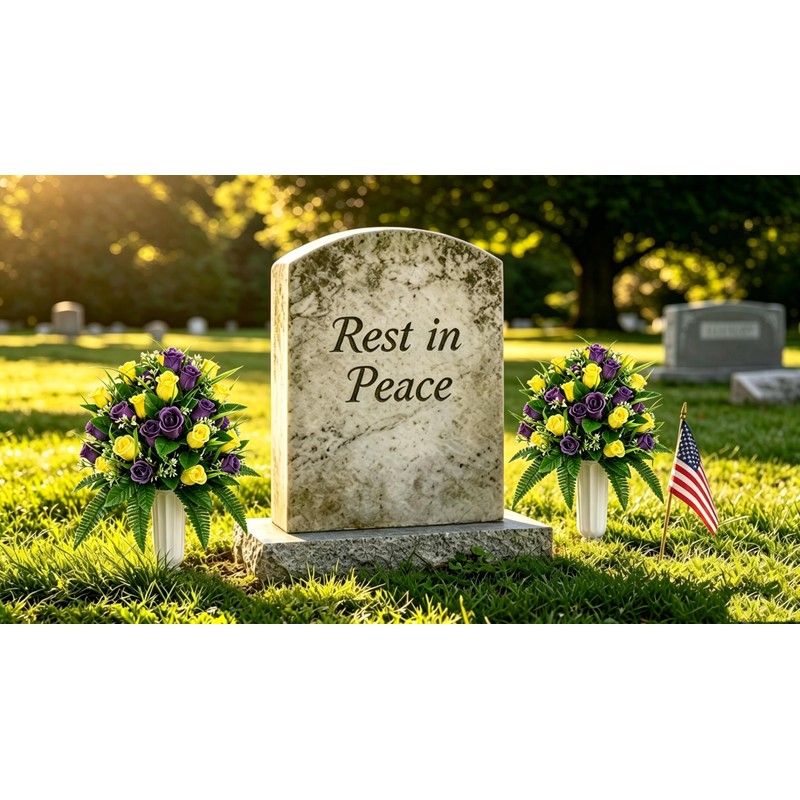 UYGHHK Artificial Memorial Day Flowers for Cemetery Grave Flowers Yellow