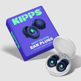 KIPPS Soft Silicon Ear Plugs – Ultra-Comfy Reusable Noise-Reducing Earplugs for Sleep, Meditation, Focus, Travel, Flexible Hearing Protection, Customizable Fit, 4 Tip Sizes XS/S/M/L - Midnight Sky
