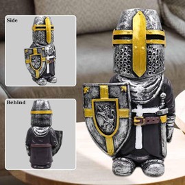 Fehodun 8 Pieces Garden Gnomes Knight Mini European Knight Statue Medieval Templar Recavator Guard Sculpture Guardian Indoor Figure Decoration Outdoor Garden Lawn Art Decor Gifts