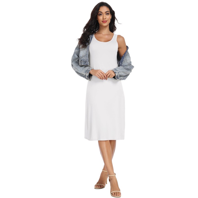 Lovasy Women's Long Full Slips,White,L