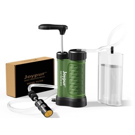 Joypur Outdoor Wasserfilter mit 5-Stufen UF-Membran, 0.01μm Filtergenauigkeit, 340g Leichtgewicht für Camping & Notfall (480ml)（K8192-green）