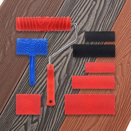 Generic 8x Wood Graining Painting Tool Set Imitation Wood Texture Reusable Paint Look Like Wood for Deck Art Paint Decoration Fence