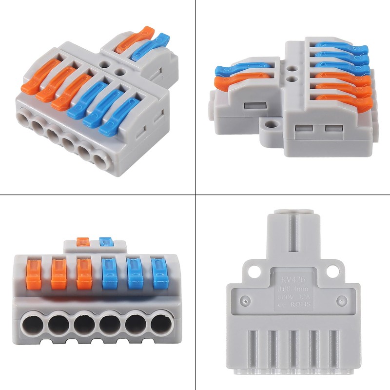 10Pcs 2 in 6 Lever Wire Connector Compact DIY Quick
