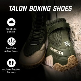 Hayabusa Talon Boxing Shoes for Men and Women Lace Up Lightweight Mid High Top - Tarmac/Sand, 8