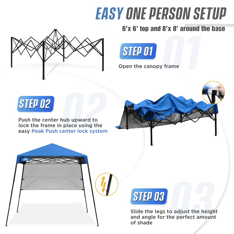 EAGLE PEAK 8x8 Pop Up Canopy Tent with Sidewall, Compact,