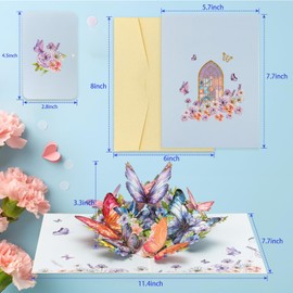 Tasodin Pop Up Butterfly Birthday Card, Pop Up Mothers Day Card, Thank You Greeting Card with Envelope for Women Mother Wife Girls Sister Gifts