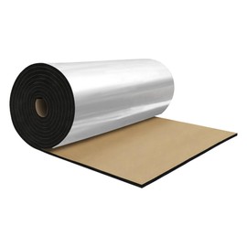 X AUTOHAUX 394mil 10mm 21.5sqft Sound Deadening Mat Aluminum Heat Shield Material Self Adhesive for Hood Boat Engine Cover 78.74"x39.37" Silver Tone