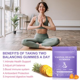 Premium Feminine Balance Gummies for Women - Hawaiian Pineapple Flavor Vaginal Probiotic Gummies for pH Balance Health & Immune Support Vegan, Gluten-Free (60 Gummies)