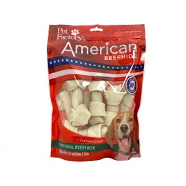 Pet Factory American Beefhide 4-5" Assorted (Bones & Chip Rolls) Dog Chew Treats - Natural Flavor, 10 Count/1 Pack