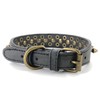 Spiked Studded Dog Collar-Bronze Round Stud Anti-Bite Collar (Black,L)