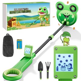 MIYAY Kids Metal Detector, Frog Style, High Accuracy, 7.5" Waterproof Coil, Backlit LCD, Adjustable (32"-40"), Ages 7+.