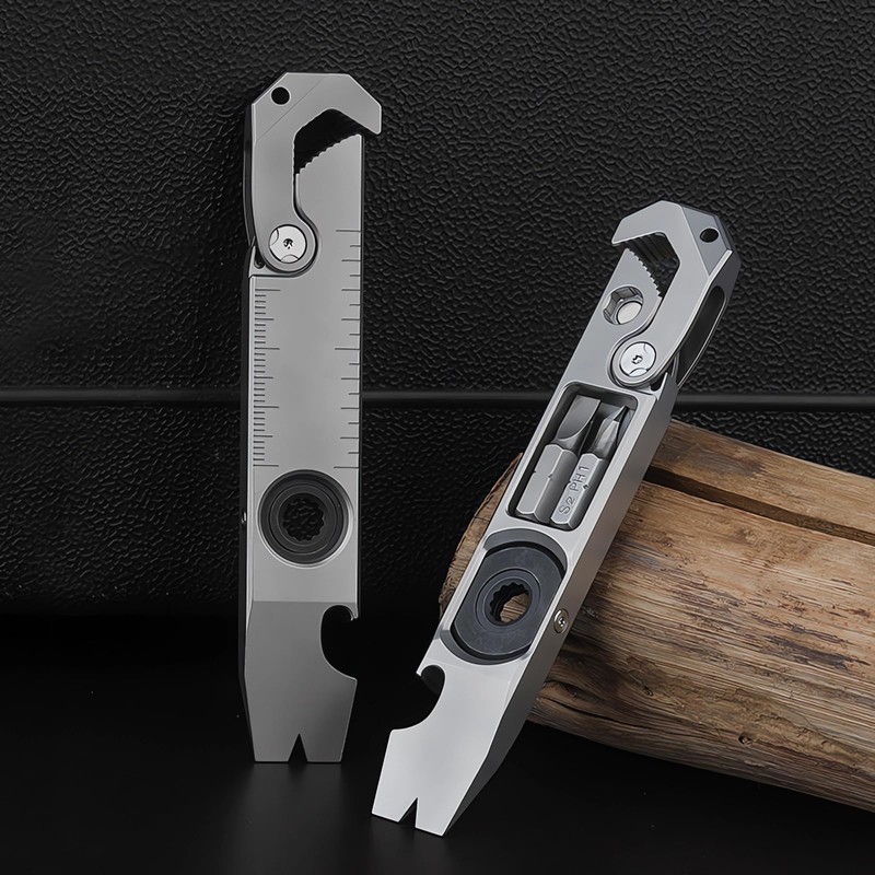 ResafeLy Titanium Pry Bar,Multi-tool,EDC Tool,Versatile Pry Tool,Bottle Opener,Wrench,Ratche screwdriver,Nail puller,Crowbar