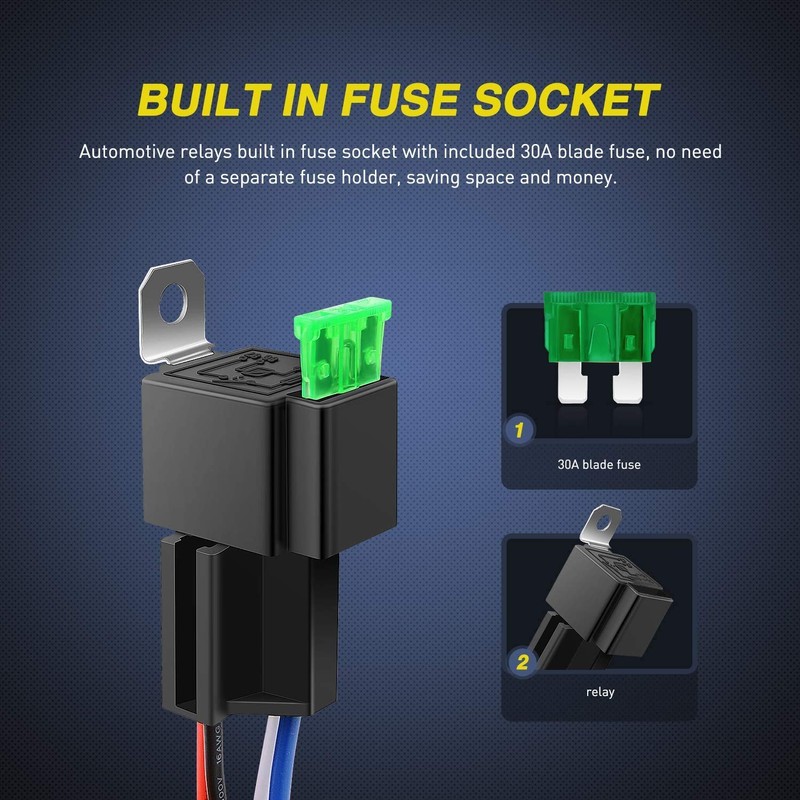 Kiligen 3pcs 12V Fuse Relay Switch 12 AWG Harness Set