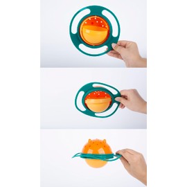 Berry President Magic Bowl 360 Degree Rotation Spill Resistant Gyro Bowl with Lid For Toddler Baby Kids Childre (Green)