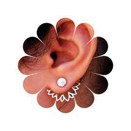 Allereya Vintage Crystal Lotus Ear Jacket Earrings Gold CZ Lotus Jacket Earrings Rhinestone Lotus Ear Climber Earrings Front Back Earrings Jewellery for Women and Girls (Gold), Zinc, No Gemstone